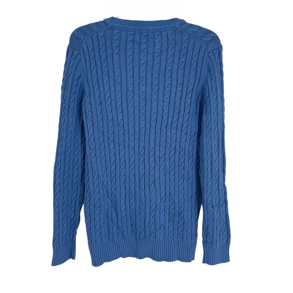 Tommy Hilfiger Sweater Womens NWT Cable Knit Blue Big Logo Center Size XL - Picture 2 of 8